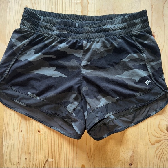 Athleta Black Camo Athletic Shorts - Picture 1 of 5
